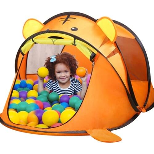 Carton Tiger Childrens Tent Tipi for Kids Dry Pool Ball Box Toy Portable Wigwag Tent Ball Pool Playhouse Childrens House Room