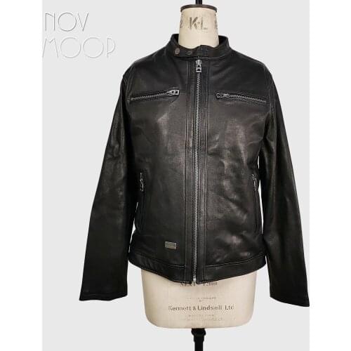 Novmoop genuine leather motocycle men jacket high end thick quality sheepskin last piece clearance Liquidation veste en cuir C3