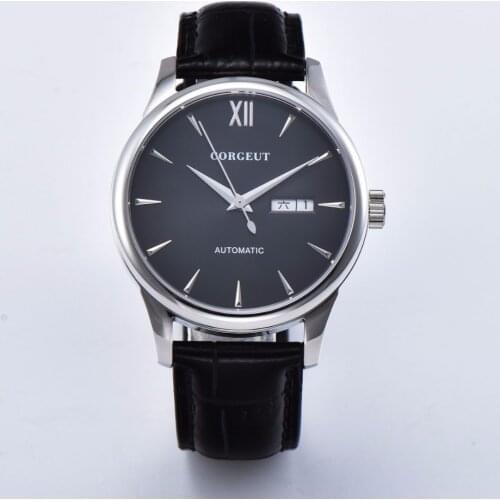 Fashion Mechanical Watch Men Top Brand Luxury Male Clock leather calendar week Automatic mens watch Relogio Masculino