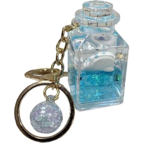 Fashion Stereo key Ring Floating Ocean Doll Creative Water World Animal Keychain Transparent Cute Keychain Pendant