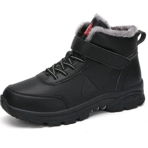 Men Outdoor Winter Snow Ankle Boots Non-slip Short Plush Warm Lace Up Hook & Loop Walk Male Casual Flat Shoes Sneakers Fashion