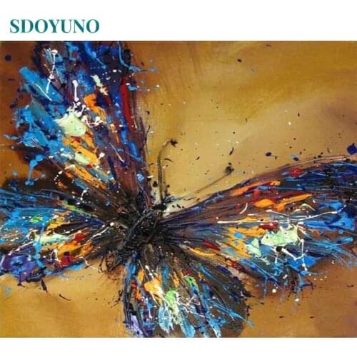 SDOYUNO Painting By Numbers 60x75cm Butterfly DIY pictures by numbers Frameless On Canvas For Mordern Wall Art Home Decoration