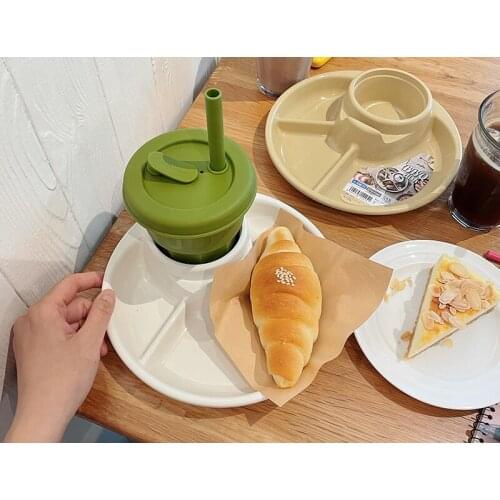 Ins creative students one person breakfast divided plate snack snack drink plate BBQ barbecue divided food plate