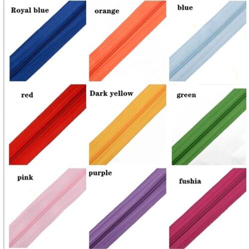 5Meters Long 3# Red Beige yellow green Nylon Coil Zippers in Roll with For DIY Sewing Garment Accessories