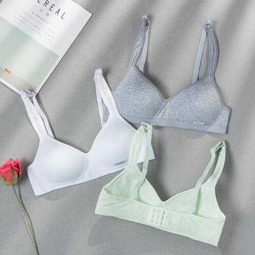 New Simple Cotton Girl Underwear Student Bra High School Development Period Thin Section Without Steel Ring Stereotypes