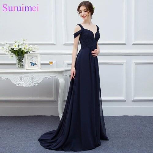 New Arrival Bariano Ocean Of Elegance Navy Blue Color Chiffon Long Events Prom Dress Women Gown