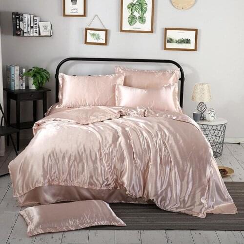 40 1Pc Duvet cover Solid color satin silk Single Double Queen King Quilt Cover Advanced Home Hotel Bed Soft Comfortable