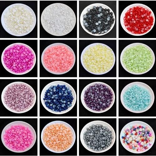 Wholesale 2/3/4/5/6/7/8/10mm ABS Pearls Half Round Flat Back Imitation Pearl Beads Craft shoes Clothing Nail DIY Accessories
