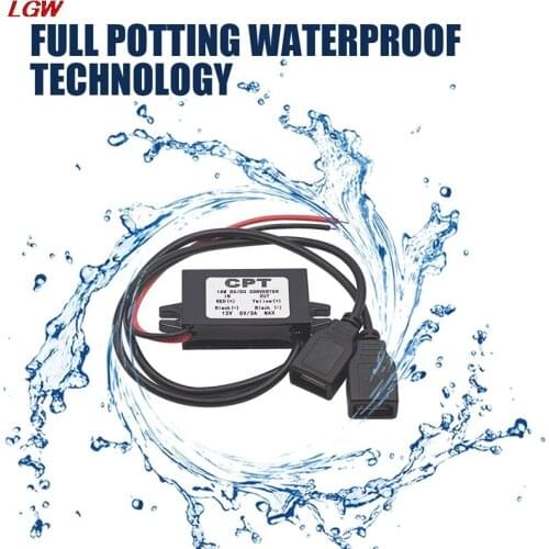 DC 12V to 5V 3A 15W hard-wire step-down dual USB charger adapter power module Buck module