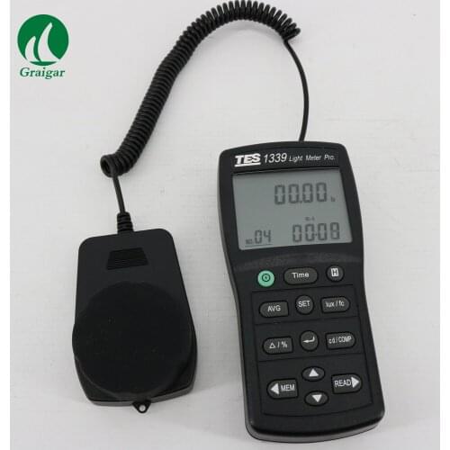 Handheld Digital Light Meter Luminous Dual Display Digital Lux Tester TES-1339 with Data Hold Function