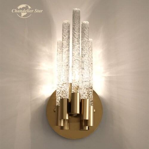 Luxury LED Wall Lamps Postmodern Metal Crystal Rod Gold Wall Sconce Lustre Bedroom Living Room Corridor Indoor Lighting Fixture