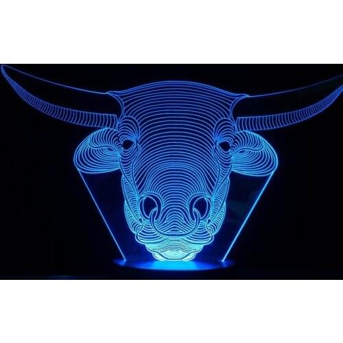 Cow Shape LED 3D Lamp Night Light Luminaria Novelty Touch Table lamp 7 Colors Changing Desk USB LED Kid Gift Toy