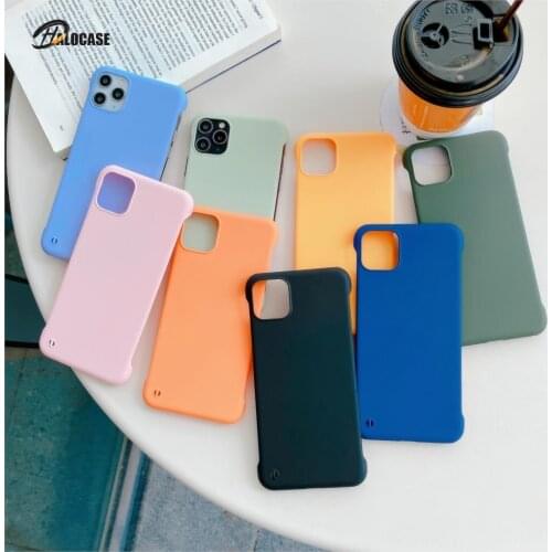 Slim PC Frameless Phone Case For iPhone 12 Pro Max Mini XR X XS Max 11 Pro 7 8 Plus 11Pro SE 2020 Solid Candy Matte Cover Case