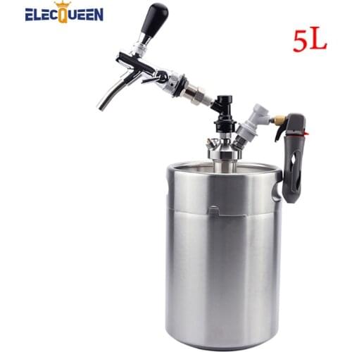 5L beer keg growler with Mini Keg Tap Dispenser and Adjustable beer faucet tap + Ball Lock Keg Disconnect for Draft Beer