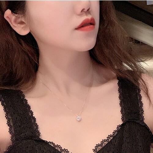 Korea Luxury 925 Sterling Silver Shiny Full Zircon Pendant Fine Trendy Choker Wedding Valentines Day Party Gift NK067