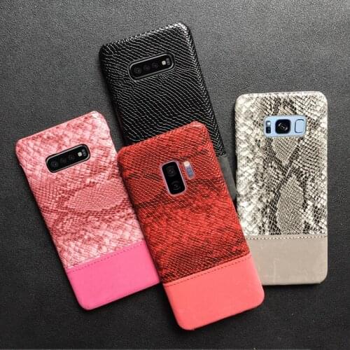Vintage Snake Skin Texture Phone Case For Samsung S10 S8 S9 Plus S10 Lite Case PU Leathe Matte Hard PC Case Back Cover Fundas
