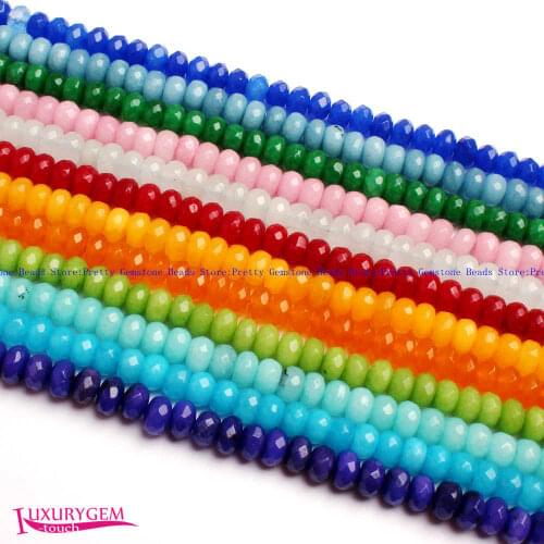 High Quality 5x8mm Natural Multicolor Jades Stone Faceted Washer Shape Gems Loose Beads Strand 15" Jewelry Making wj397