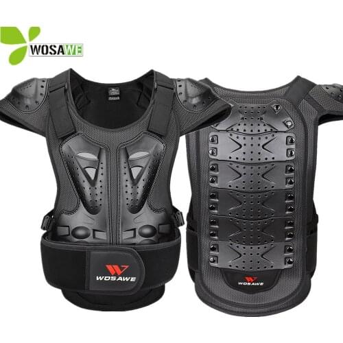 WOSAWE Sports Back Protector Jacket Body Support Bandage Motorcycle Vest Suits Protective Gears Chest Shoulder Ski Protection