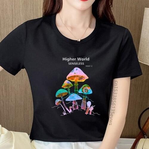 Mushroom Harajuku Colorful Print T-shirt Street casual Streetwear Female 2YK 2021 Harajuku Casual Pullover T-shirt