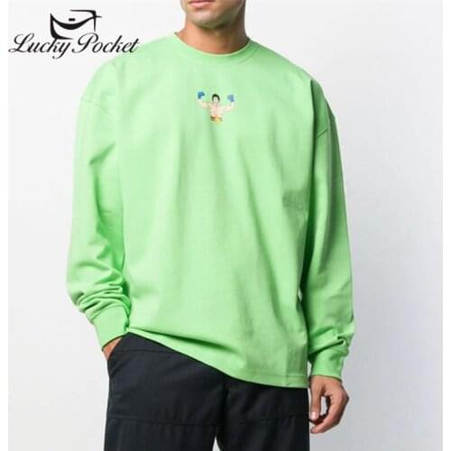 Women Spring Fall Green O-Neck Cotton Cartoon Print Sweatshirt Ladies Blue Brand Plus Size Pullovers Female Casual Tops ZM114