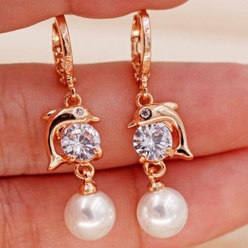 Bohemian Dangle Drop pearl Earrings for Women 's earrings white zircon bow shape Trendy Jewelry Party Wedding accessories Gift