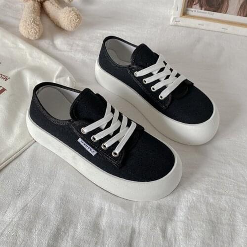 Womens Sports Shoes Fashion Womens Sneakers 2021Canvas Sneakers Print White Shoes Thick Heel Sneakers Low Top Shoes