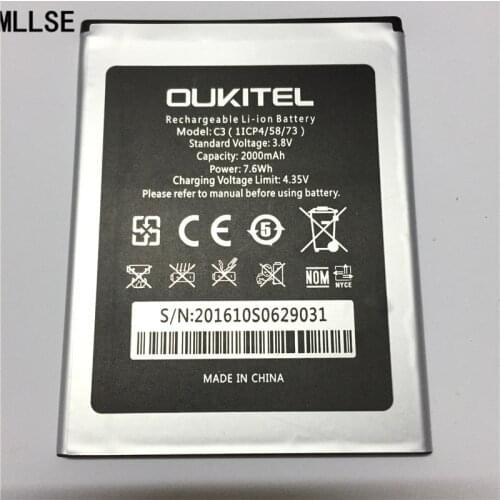 10pcs MLLSE 2000mAh C3 battery For OUKITEL C3 Mobile phone battery