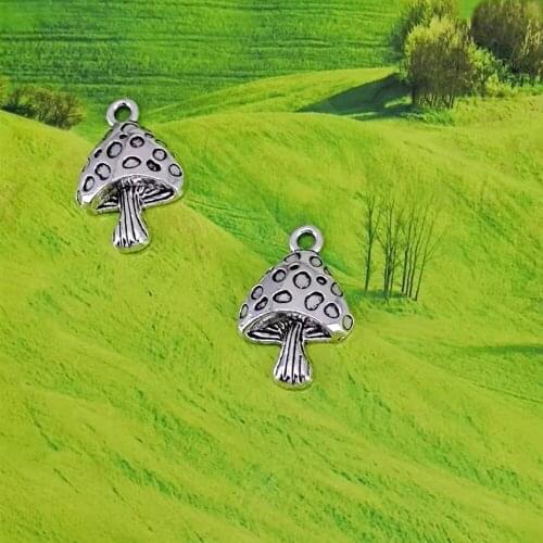 50pcs hot sales Mushroom Metal Pendant charms Plant Vintage Punk Cool pendant charm Fashion Statement Jewelry Novelty