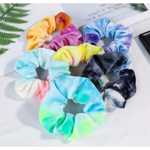 6Pcs/set Velvet Hair Scrunchie Tie Gradient Color Women Girls Elastic Hair Rubber Bands Gum Hair Ring DIY Hair Braiding Tools