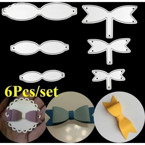 6pcs / Lot Bowknot Bows Cut Metal Dies Stencils DIY Scrapbooking Dies Greeting Card Decoration Engraving Folder Cut