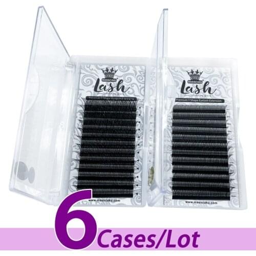 6pcs/lot MASSCAKU premium black matte eyelash extensions yy shaped private label materials for eyelash extensions