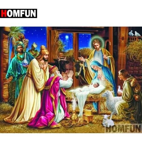 HOMFUN 5D DIY Diamond Embroidery Full Display "Religious figure" Diamond Painting Square/Round Rhinestones Decor Art A27648