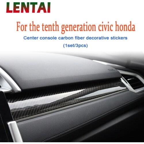 Auto Car 3D Carbon Fiber Sticker For Honda Civic 2018 2019 2016 2017 Civic 10th Accessories Central Console Co-pilot Trim