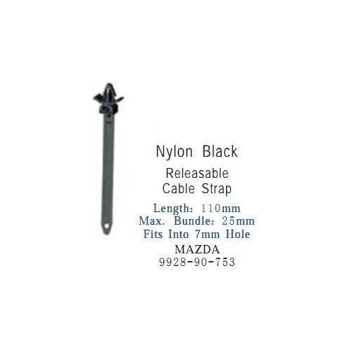 Automotive clips and fasteners releasable cable strap fits into 7mm hole for mazda