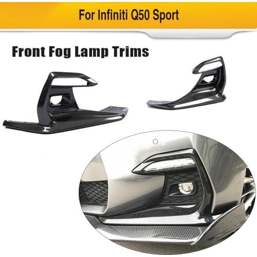 Car Fog Light Lamp Cover Trims for Infiniti Q50 Sport 2018 2019 Carbon Fiber