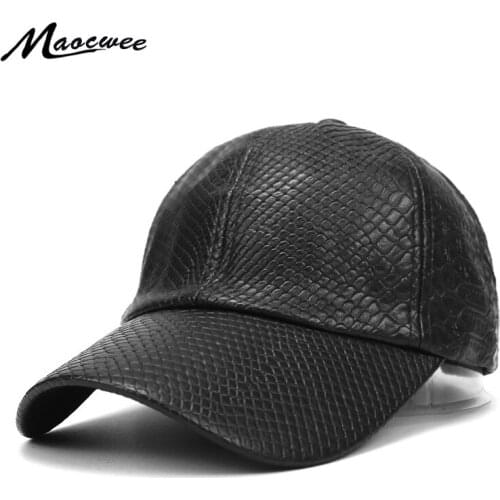 New Fashion PU Black Baseball Cap Women Hats for Men Faux Leather Dad cap Trucker cap casquette Snapback Autumn for Women Bones