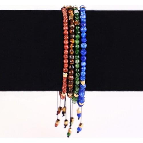 Natural Crystal Stone Beads Bracelet Hand Woven Rope Chain Adjustable Bracelets Bangle Jewelry Gifts Party Wedding