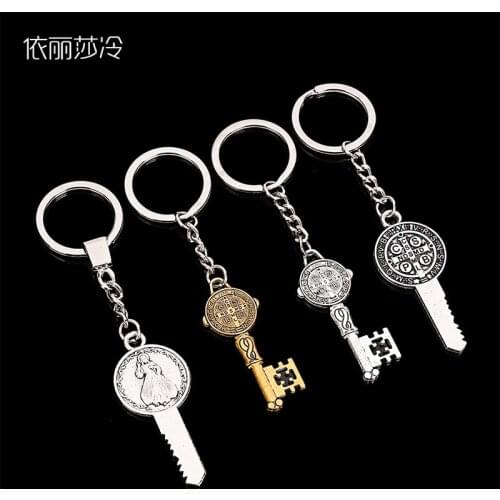 Keychain St. Benedicts Cross Pendant Keychain Protection Travel DIY Jewelry Keychain Gift Jewelry Keychain