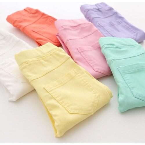 High Quality Spring Summer Fashion Children Candy Color Pencil Girls Pants