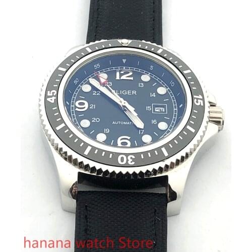 904L stainless steel bracelet watch mens luxury sports and leisure waterproof mens watch mechanical clock blue dial gray bezel