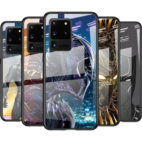 Tempered Glass Cover Marvel Avengers Black Panther For Samsung Galaxy S21 Ultra Plus 5G M51 M31 M21 Shockproof Shell Phone Case
