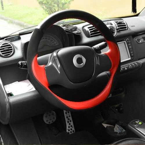 Car Genuine leather hand sewing steering wheel cover interior decoration Accessories For 09-14 Smart 451 Fortwo Forfour