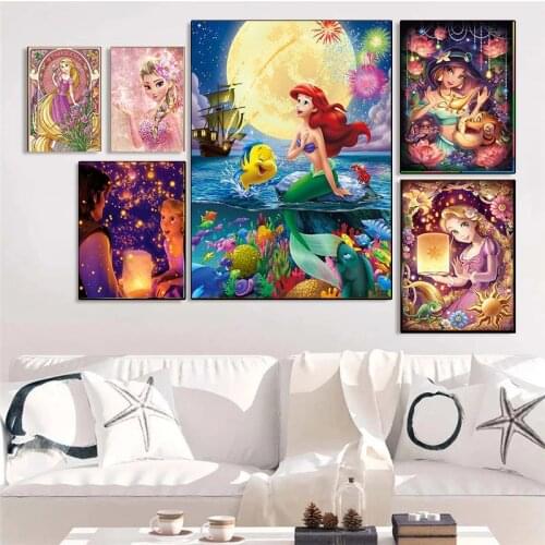 Disney Cartoon Mickey Mouse Picture Mickey and Minnie Poster and Prints Canvas Painting Wall Art Picture for Children Room Decor