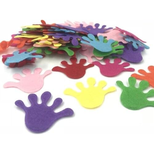 DIY 200pcs Mixed Colors Hand shape Felt Appliques Decorative clothing Crafts