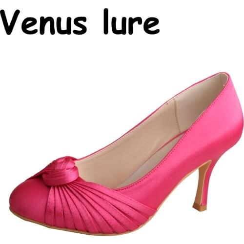 Fuchsia Heels Closed Toe Women Wedding Bridesmaid Pumps Alibaba Retail Store