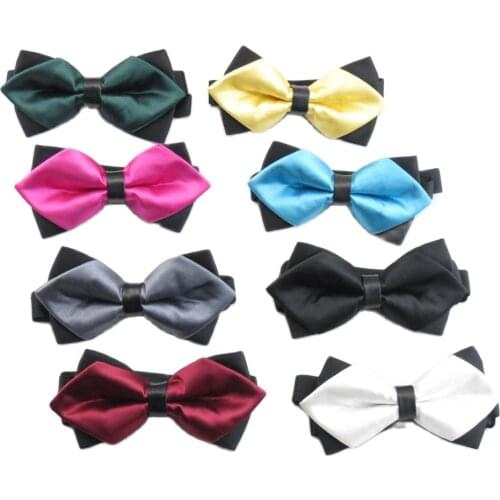 Bow ties for men wedding tuxedo Sharp Double bowtie Solid Color Cravat Bowknot Groom Bowtie Gifts gravate