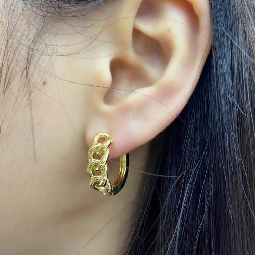 HECHENG 1pair famale earrings wholesale C shape deformation geometry golden metal retro geometric jewelry