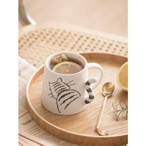 Coffee Mugs Cup Home Breakfast Ceramic Milk Cup Cute Animal Tail Coffee Cup Office Water Cup Capacity 320ml Japanese Style