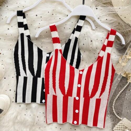 Fashion Strips Vest Women Sexy Backless Bralette Woman Tank Bandeau Top Elastic Tank Top Ins Camisole Summer Knitted Clothing