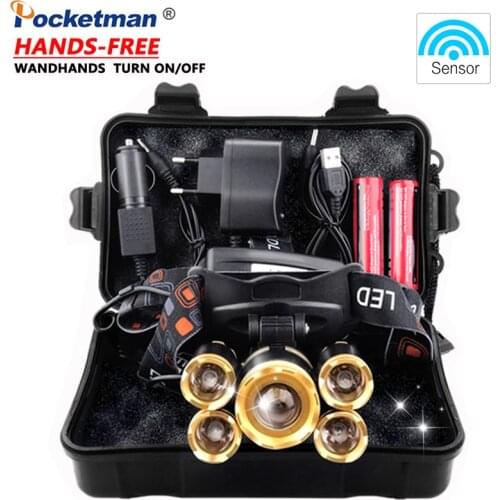 Powerful Headlamp DC Rechargeable Headlight Zoom Head Light T6 LED Head Lamp Waterproof Head Torch Use 18650 Battery